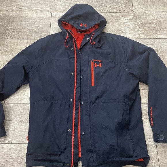Under Armour Storm Men XL 3-in-1 Infrared Jacket Fleece Orange Blue Hooded Zip L - Picture 1 of 10
